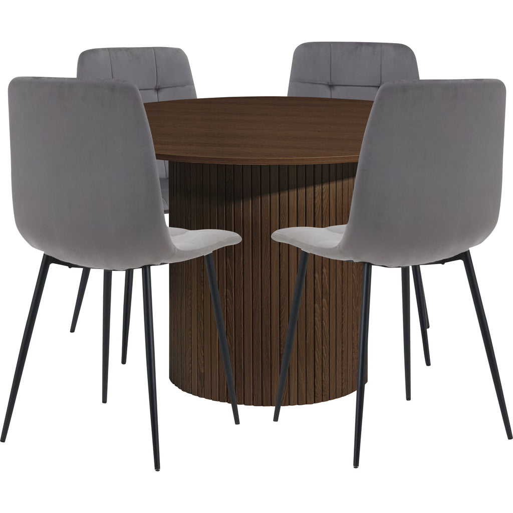Axel Round Fluted Dining Table with 4 Chairs