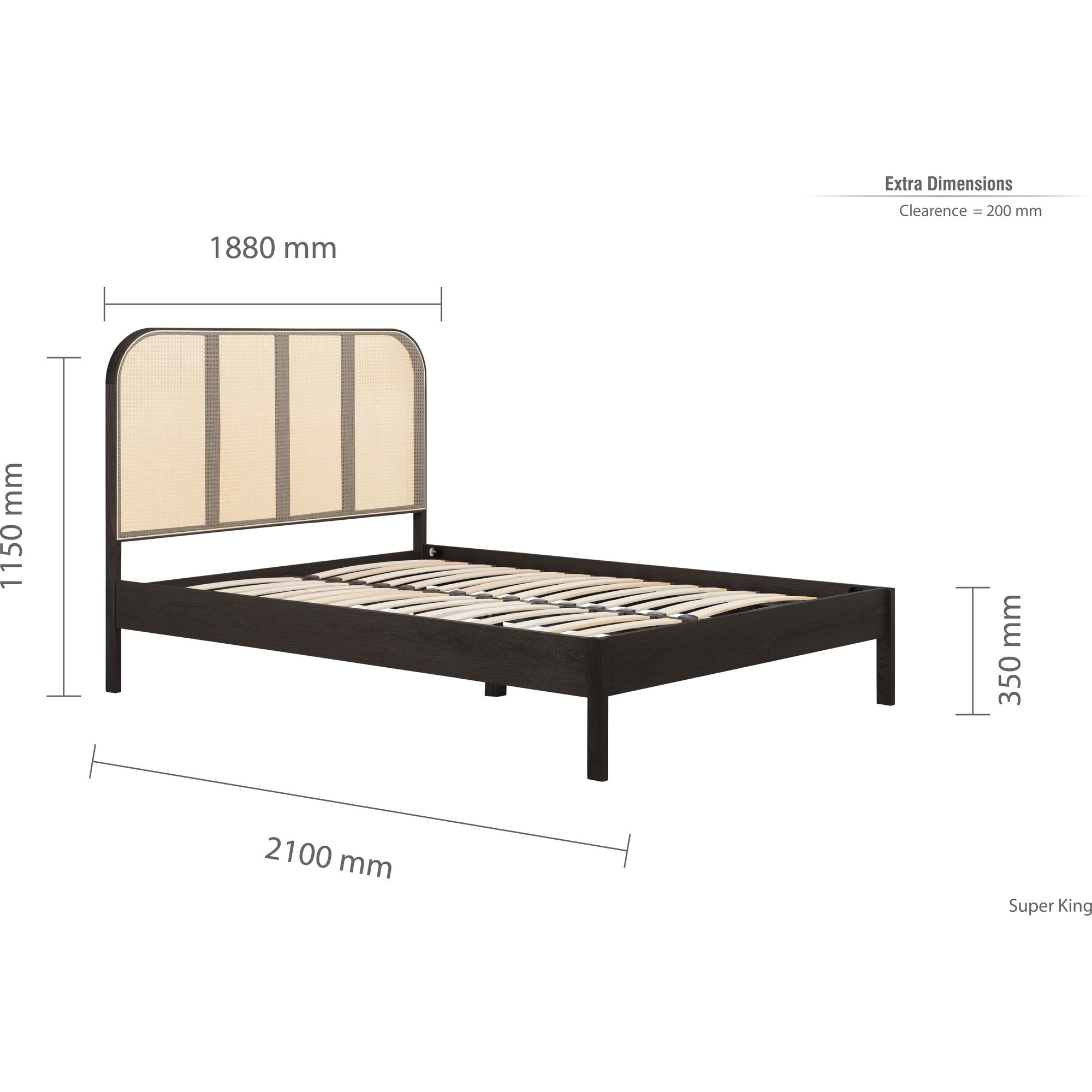 180cm Margot Rattan Bed Black