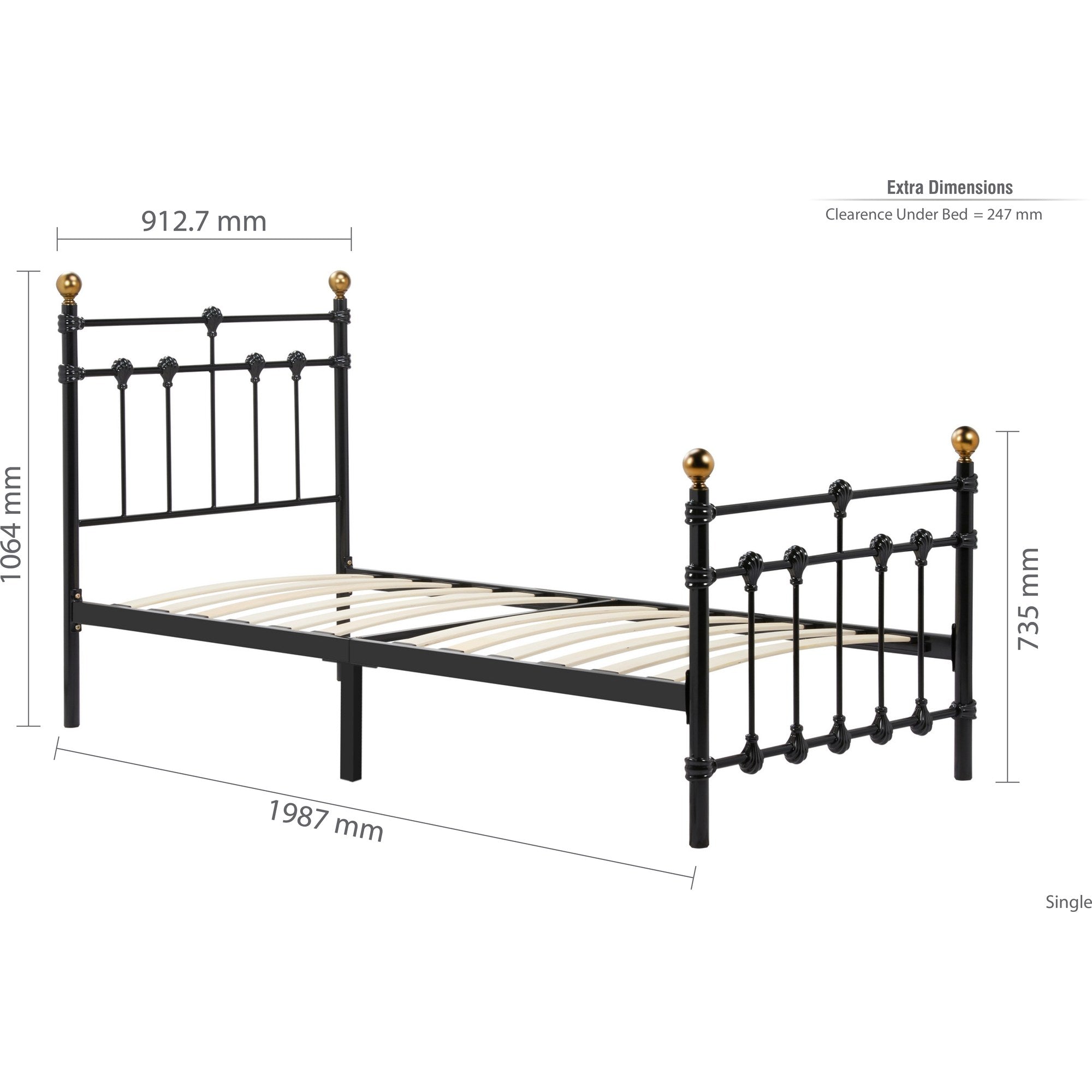 90cm Atlas Bed Black