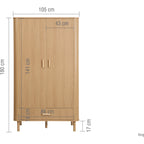 Axel 2 Door 1 Drawer Fluted Wardrobe