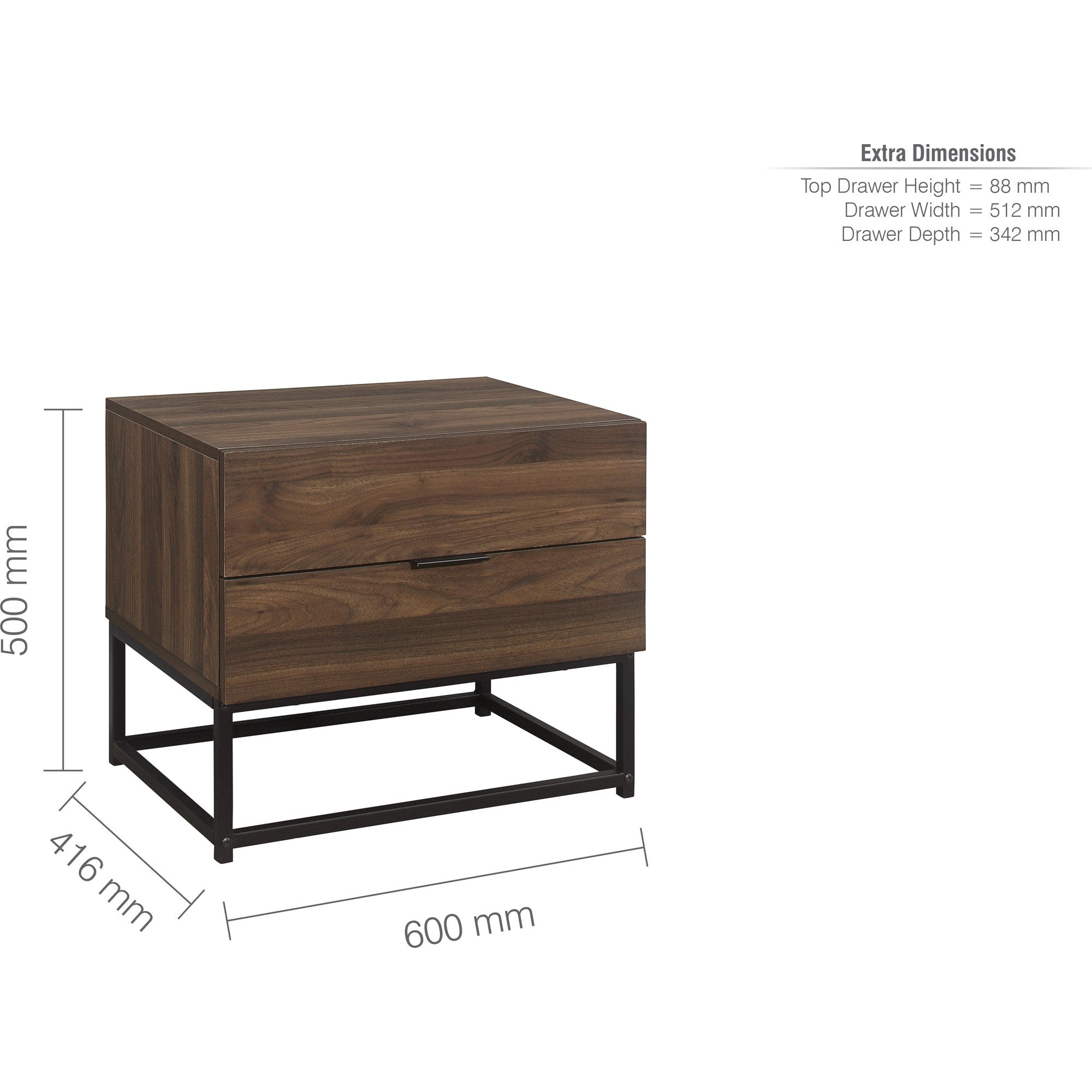 Houston 2 Drawer Bedside