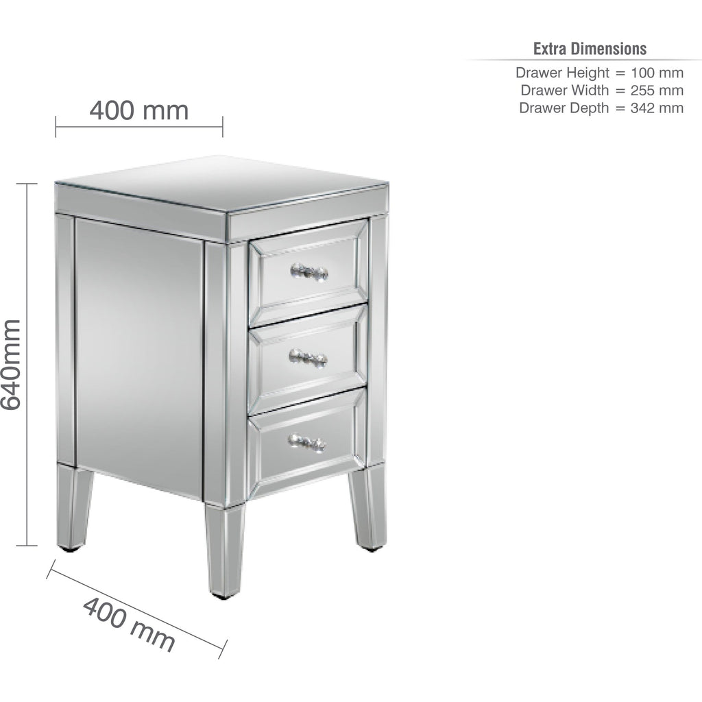 Valencia 3 Drawer Bedside