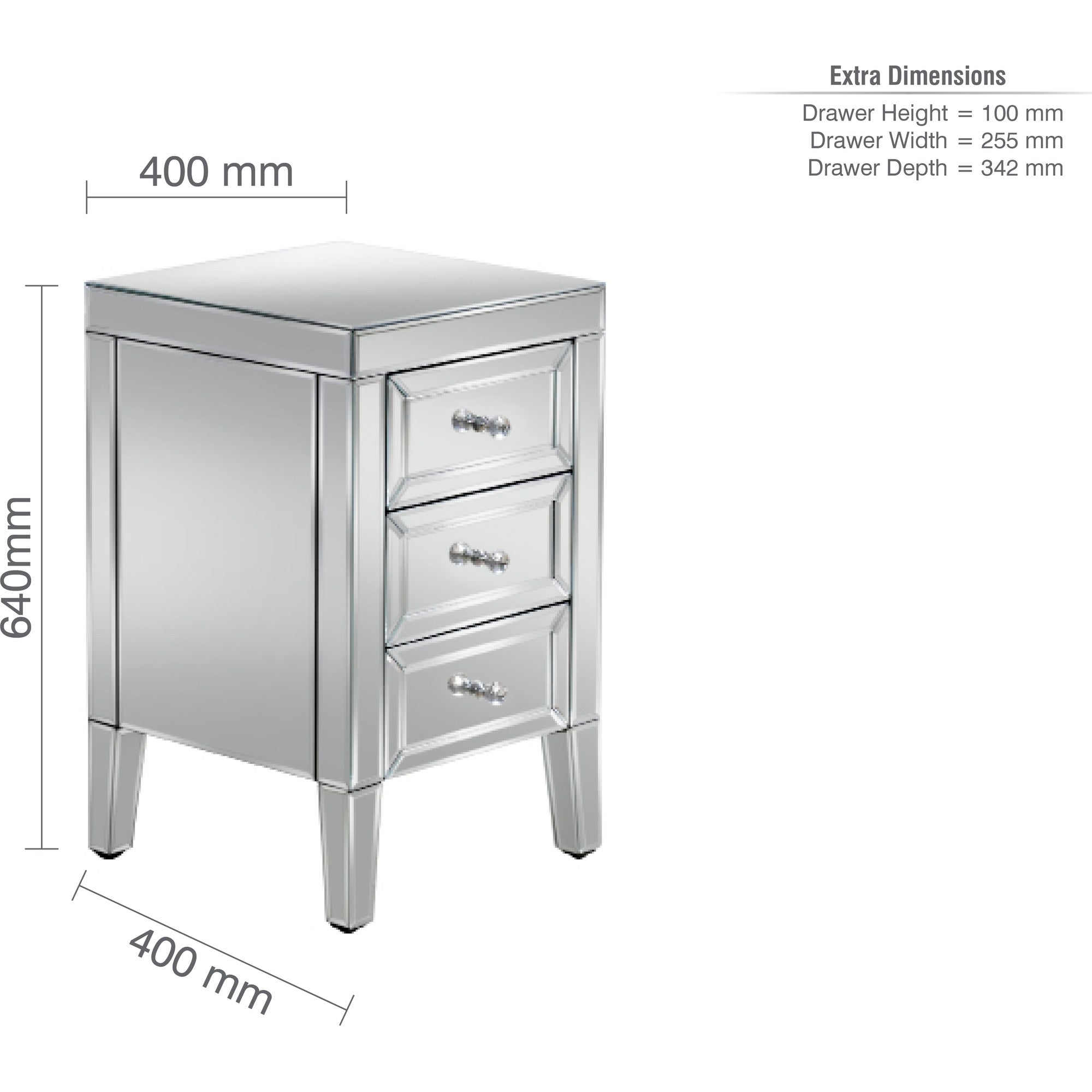 Valencia 3 Drawer Bedside