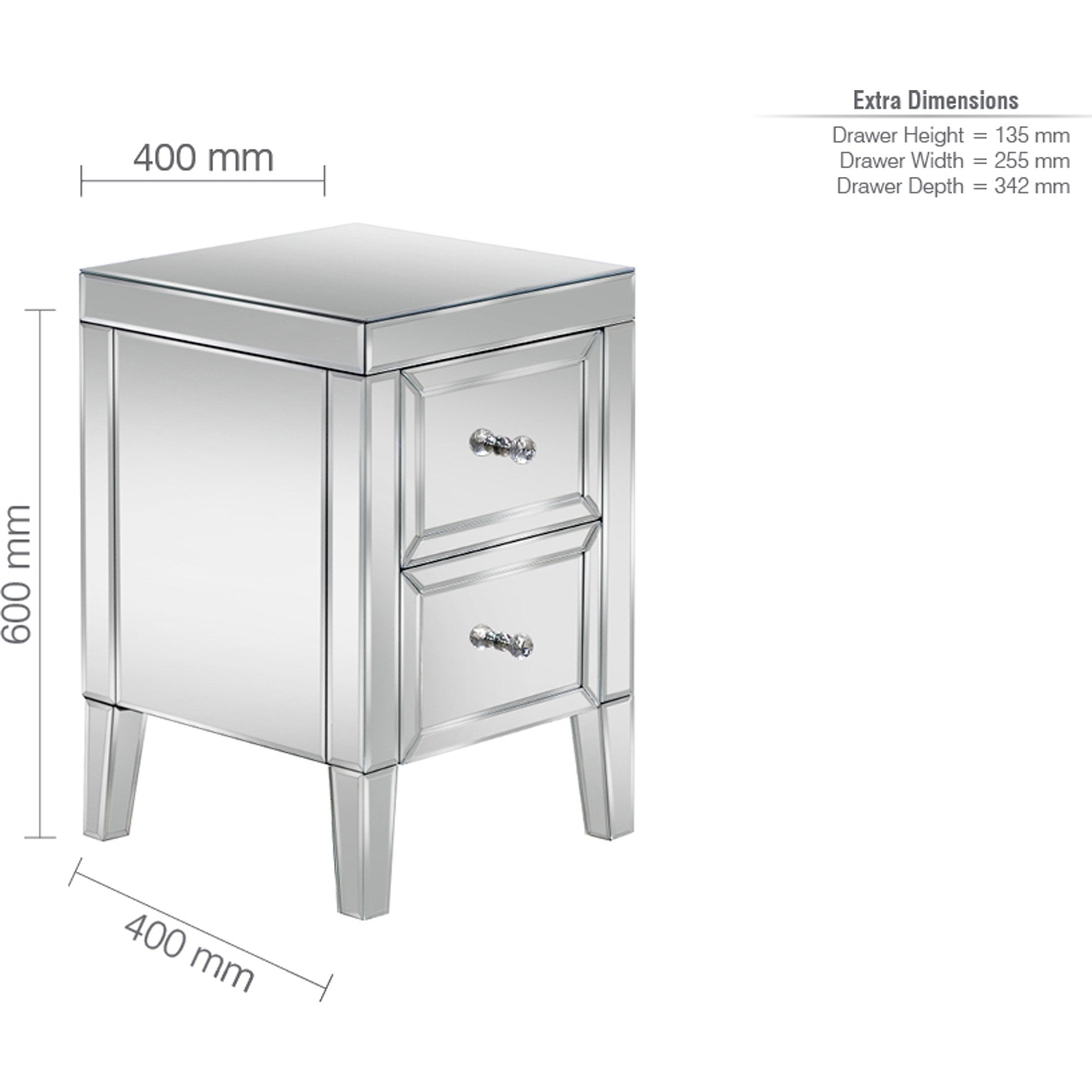 Valencia 2 Drawer Bedside