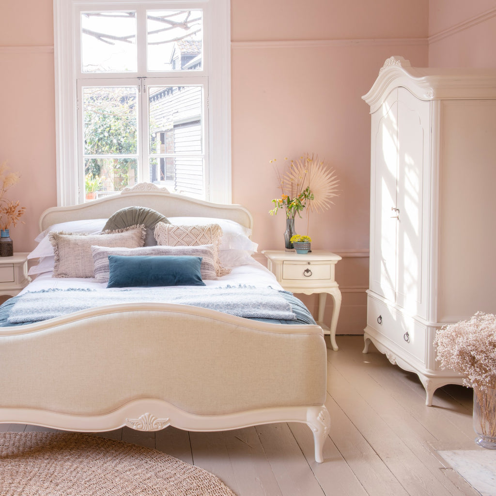 Ivory Upholstered King Bed