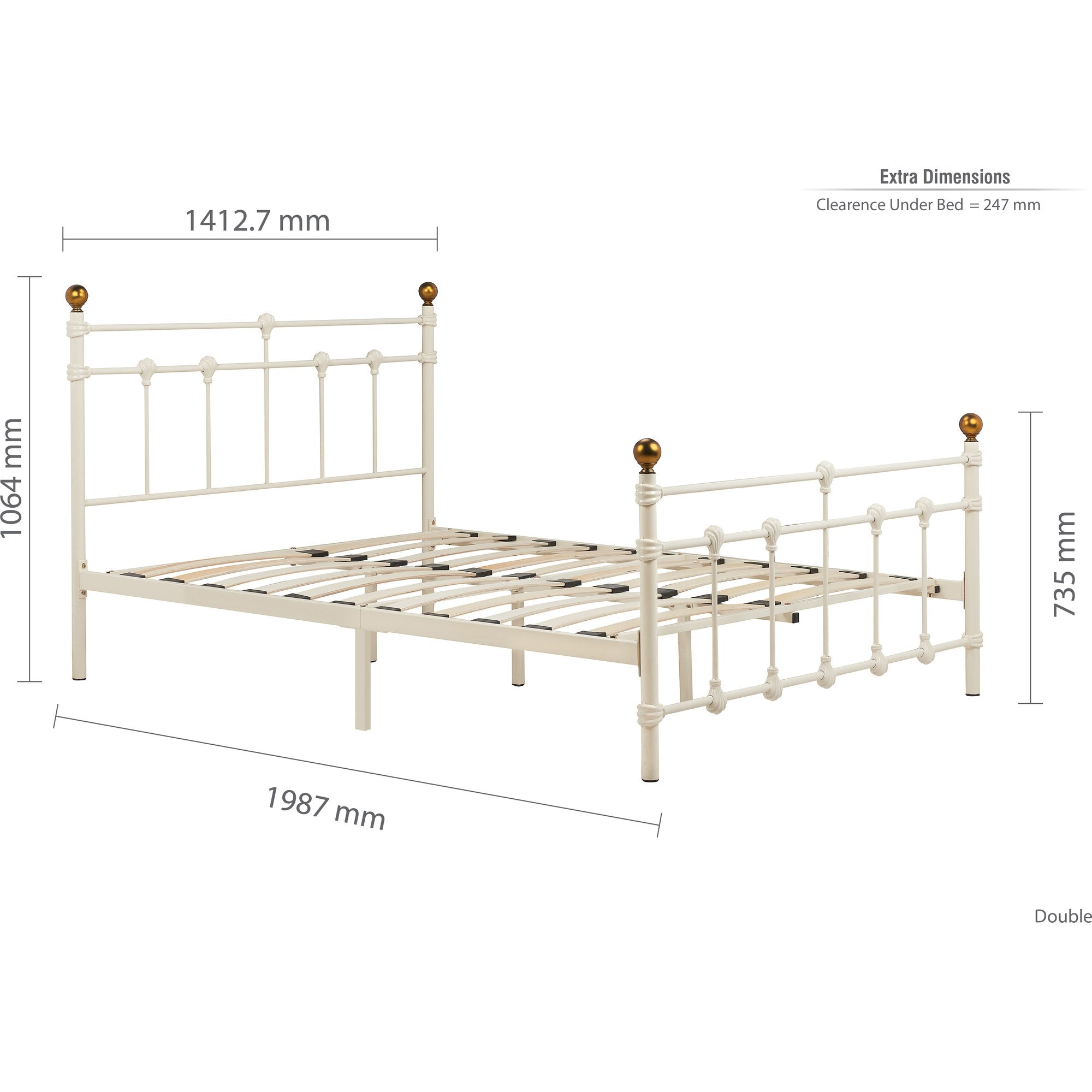 135cm Atlas Bed Cream