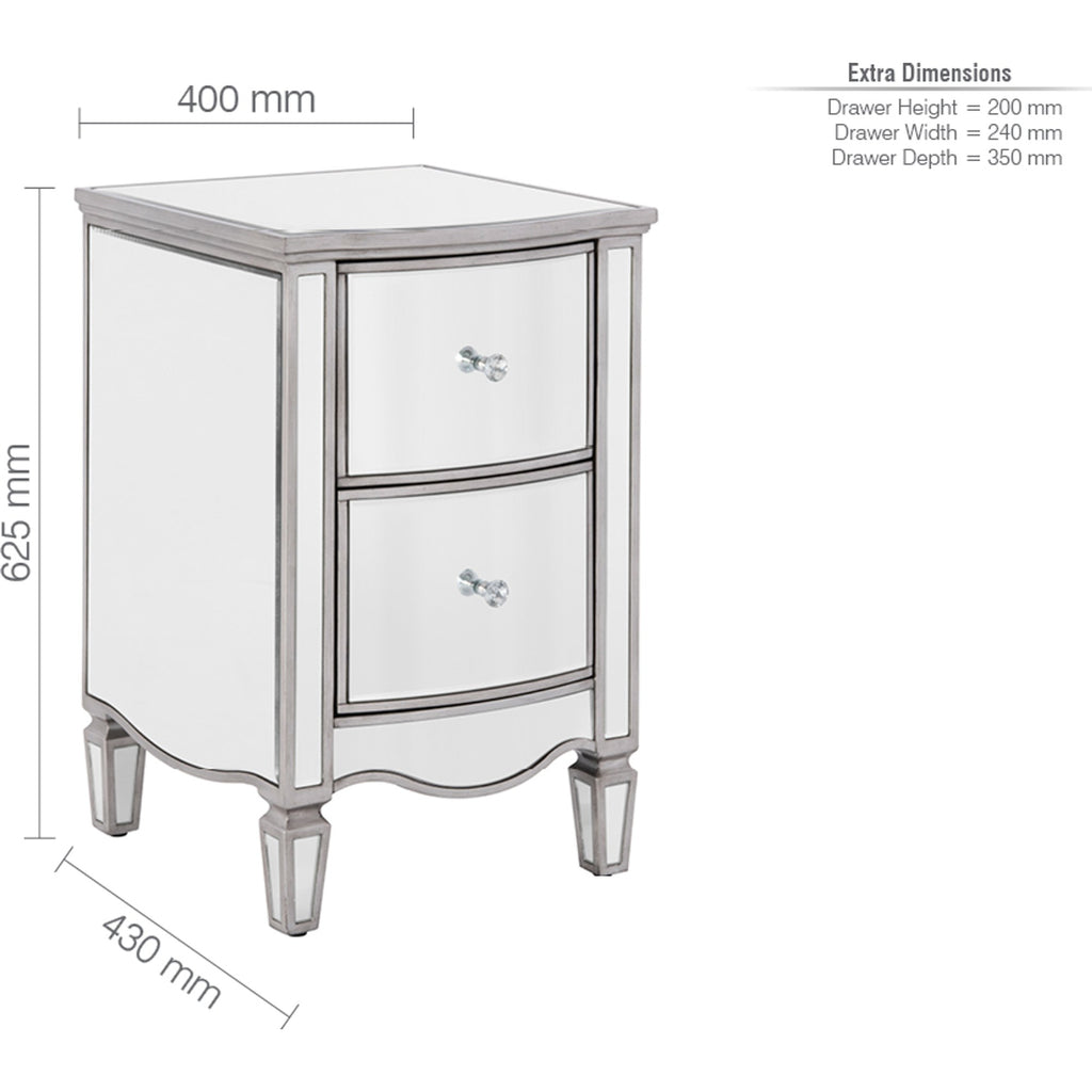 Elysee 2 Drawer Bedside