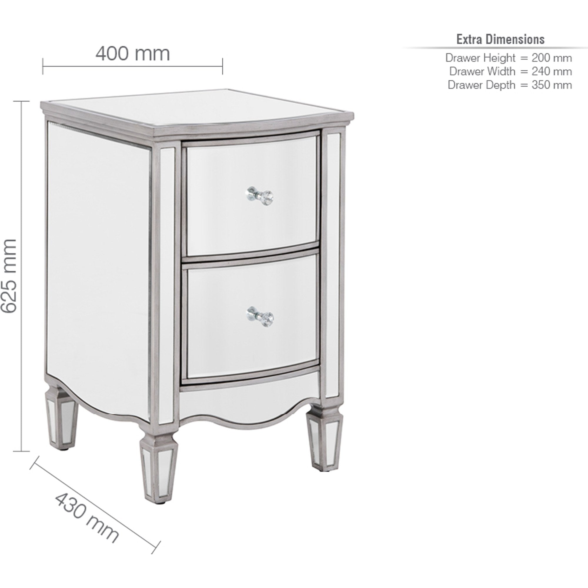 Elysee 2 Drawer Bedside
