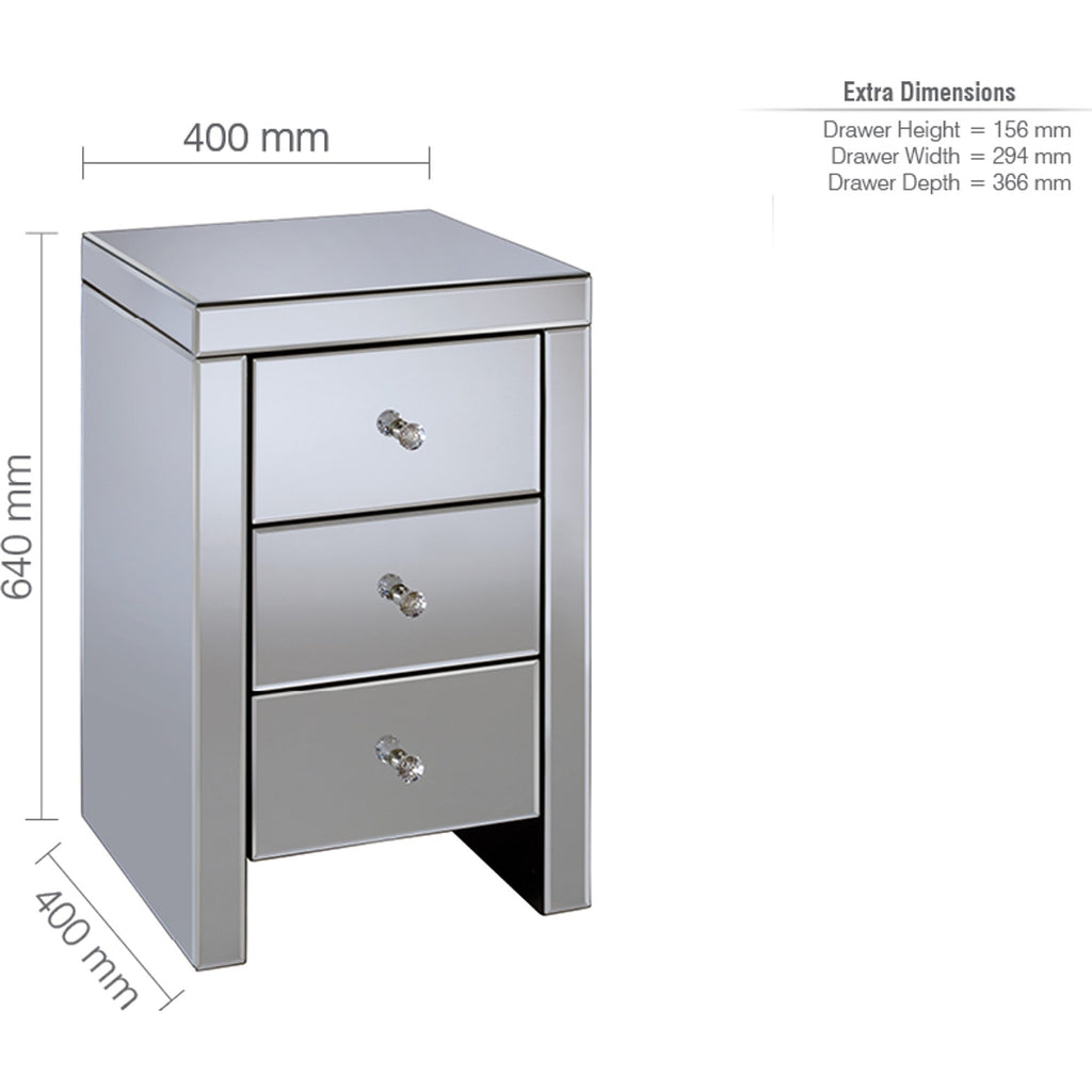 Seville 3 Drawer Bedside