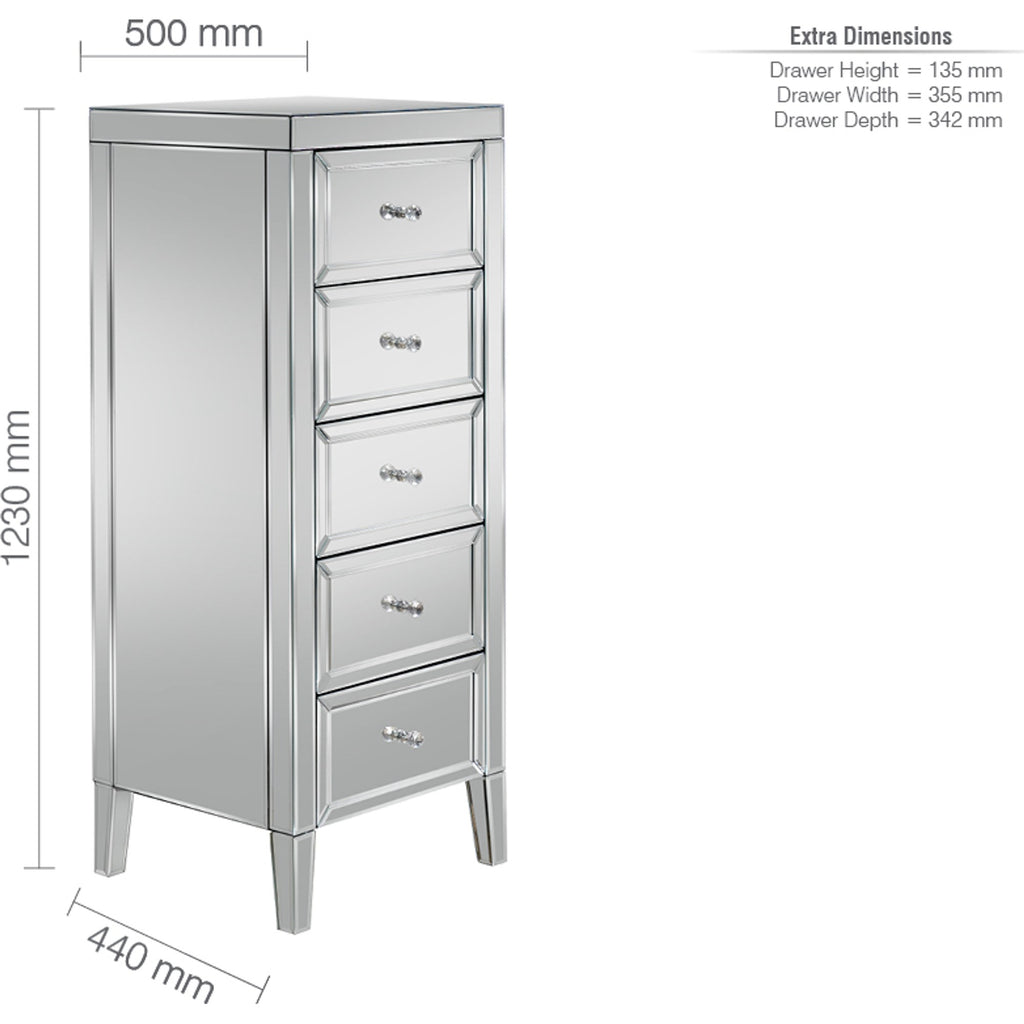 Valencia 5 Drawer Narrow Chest