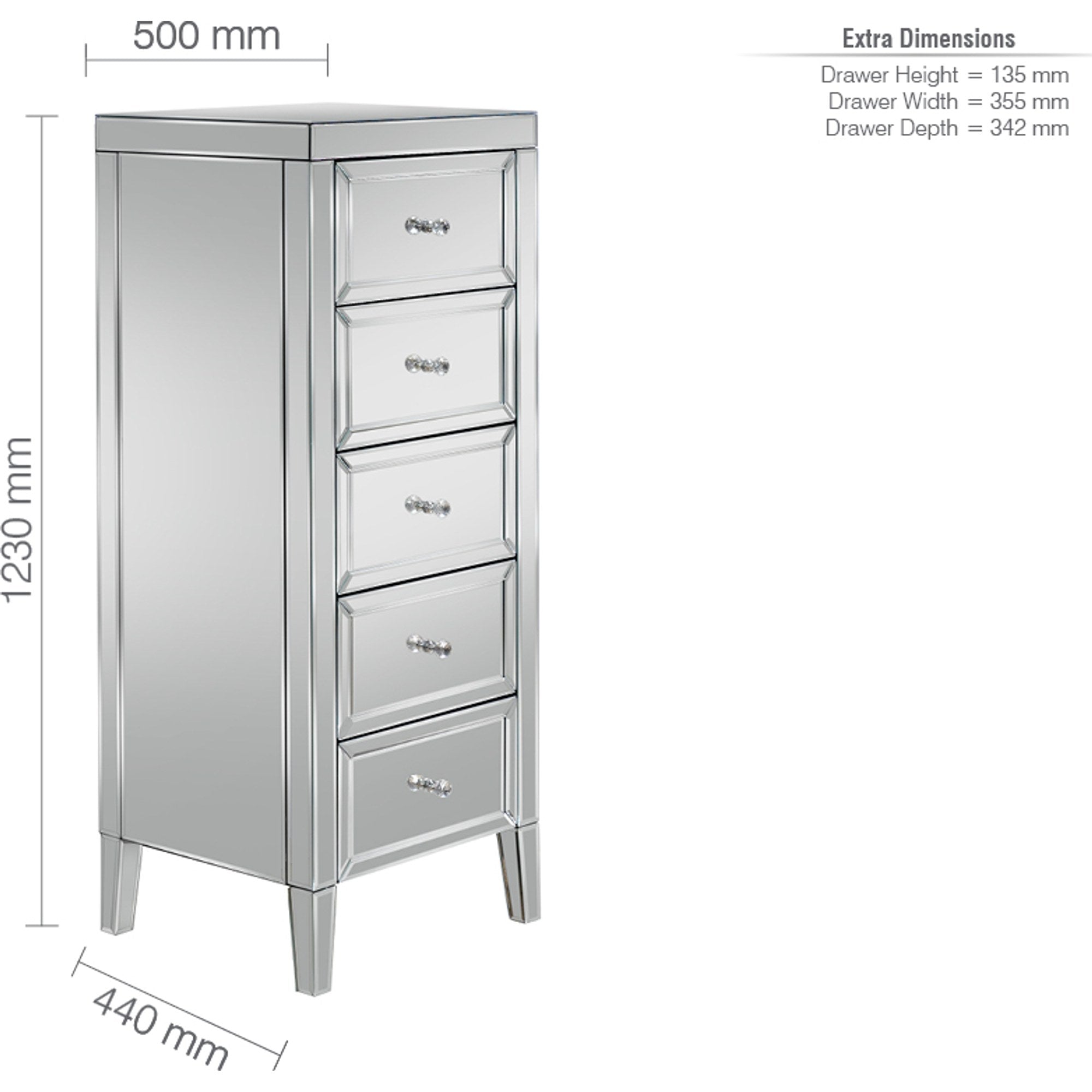 Valencia 5 Drawer Narrow Chest