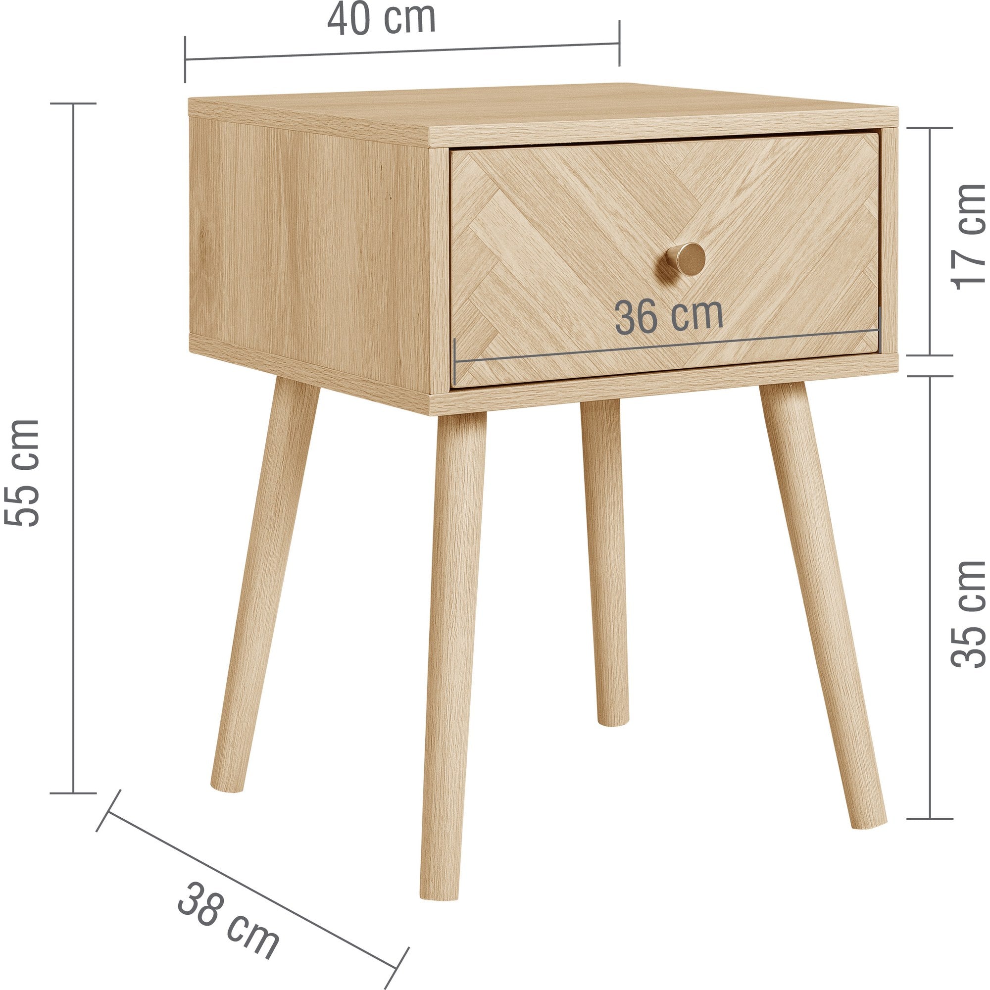 Herringford 1 Drawer Bedside