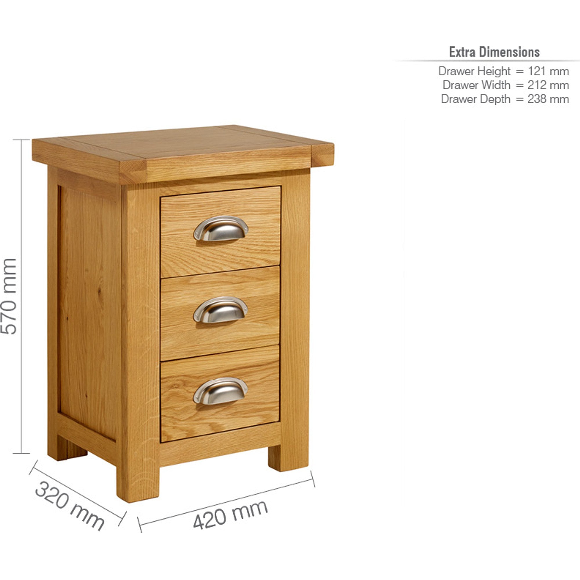 Woburn Small 3 Drawer Bedside