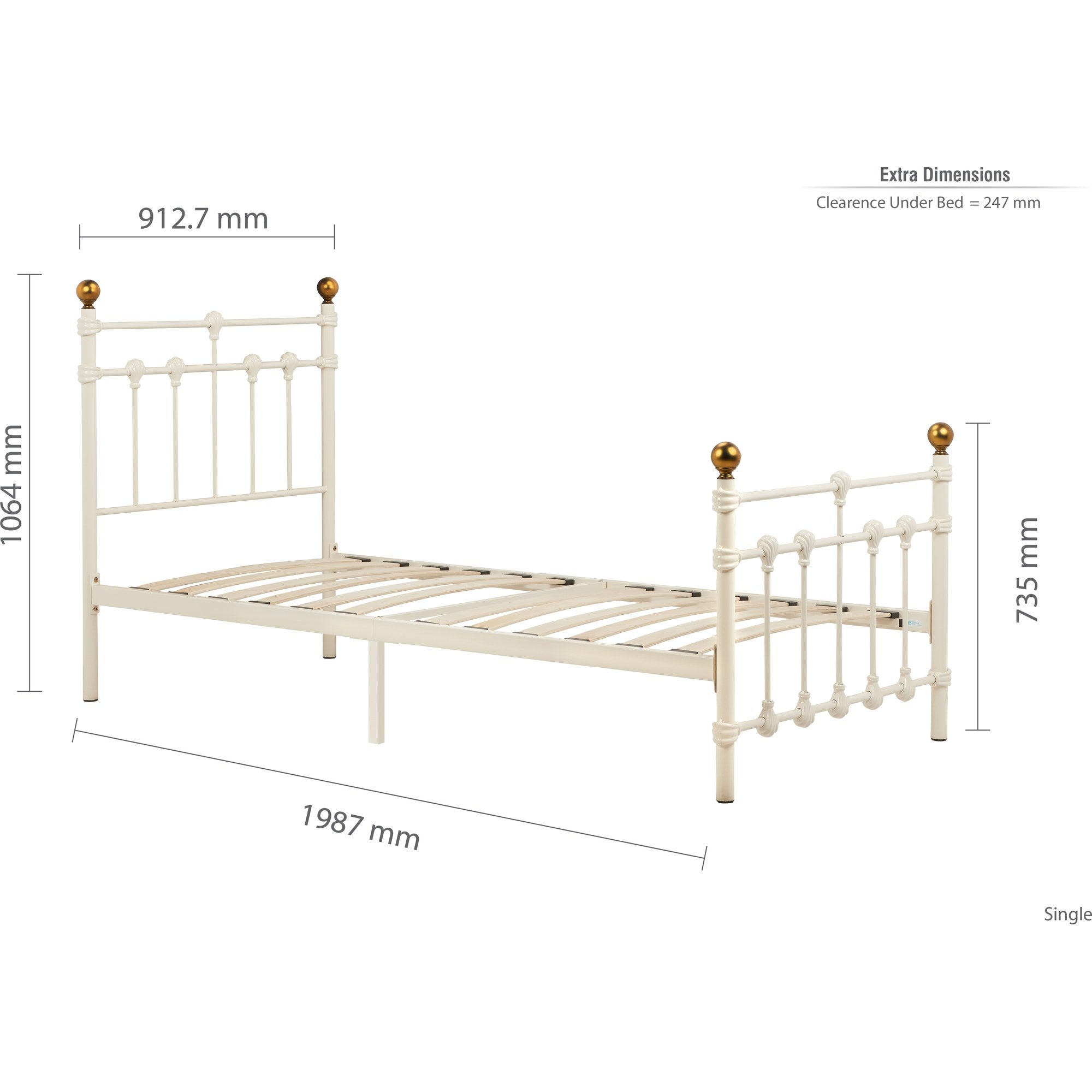 90cm Atlas Bed Cream