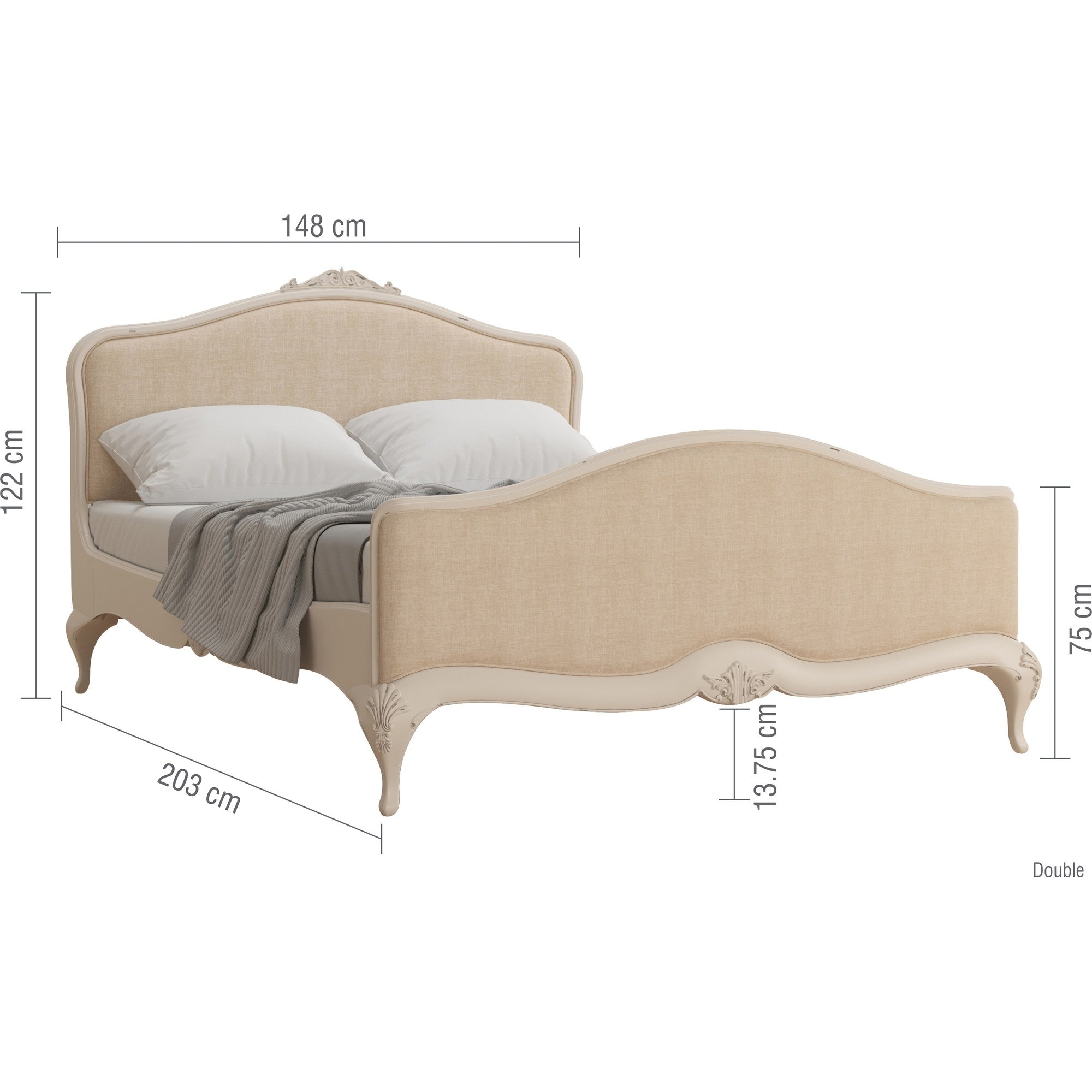 Ivory Upholstered Double Bed