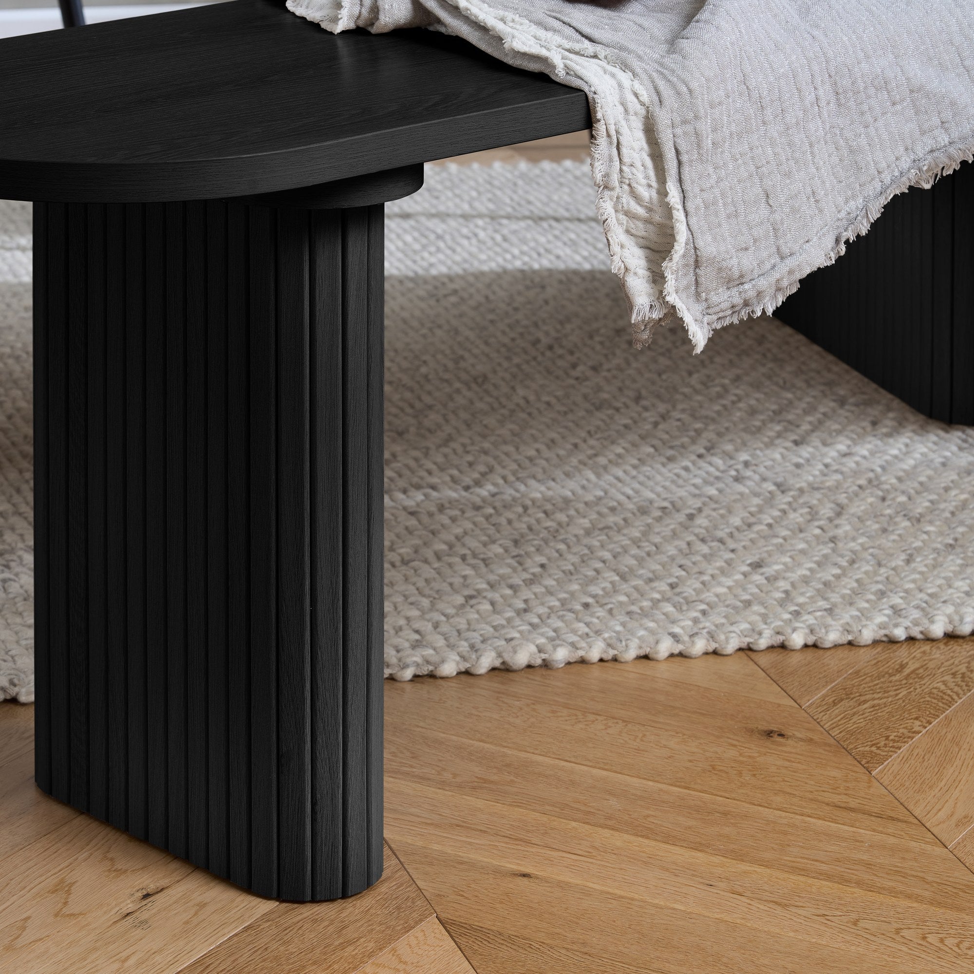 Axel Oval Fluted Dining Table With 2 Benches