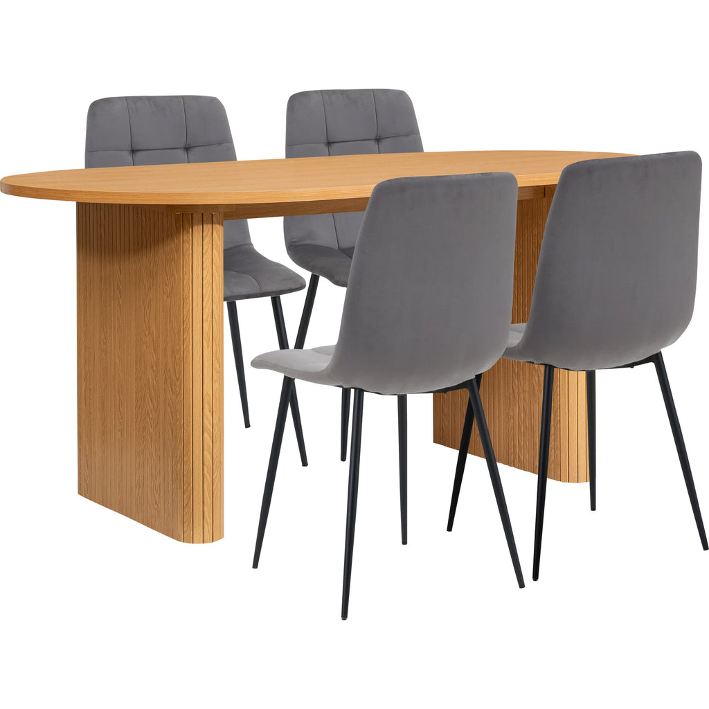 Axel Oval Fluted Dining Table With 4 Chairs