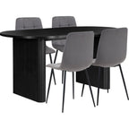Axel Oval Fluted Dining Table With 4 Chairs