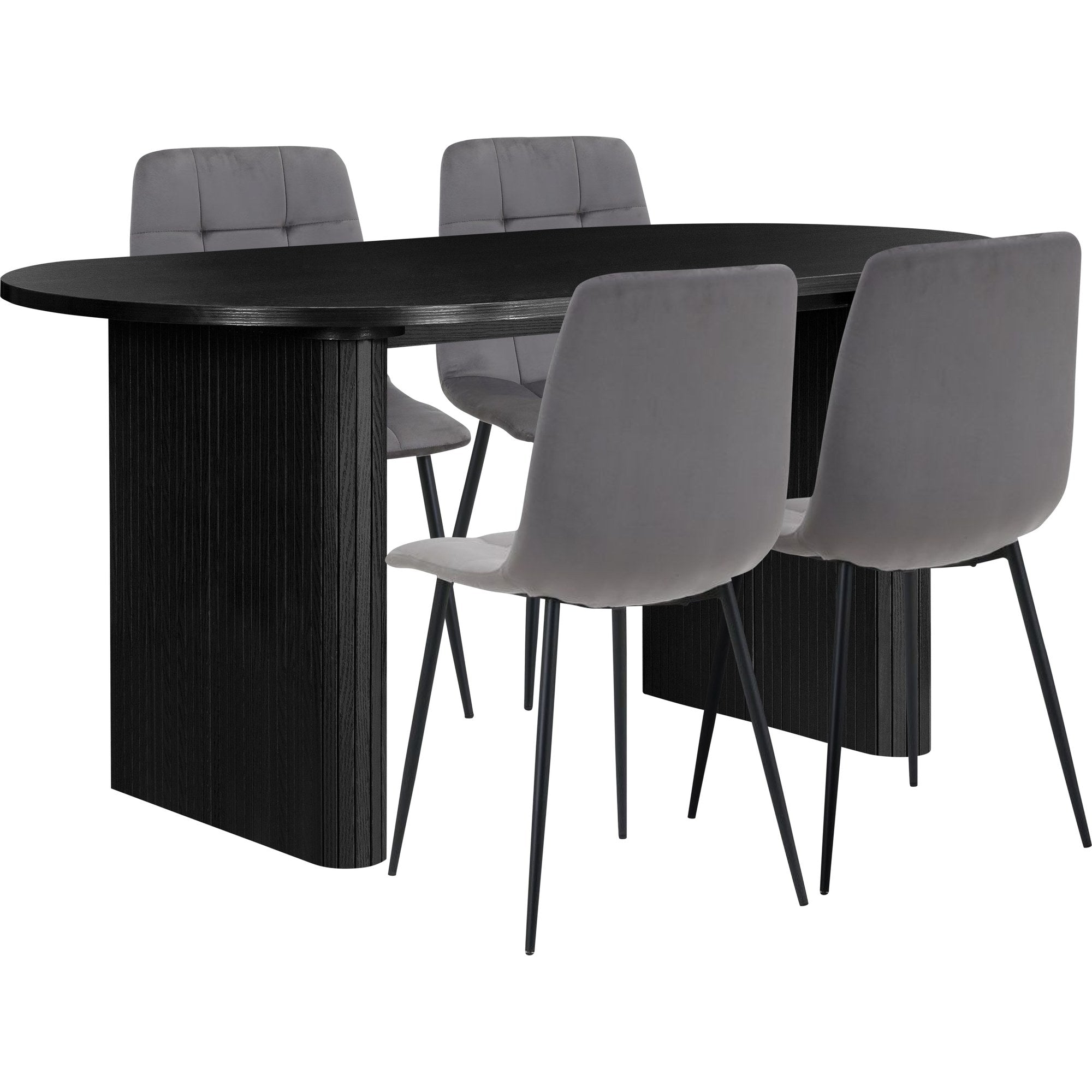 Axel Oval Fluted Dining Table With 4 Chairs