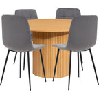 Axel Round Fluted Dining Table with 4 Chairs