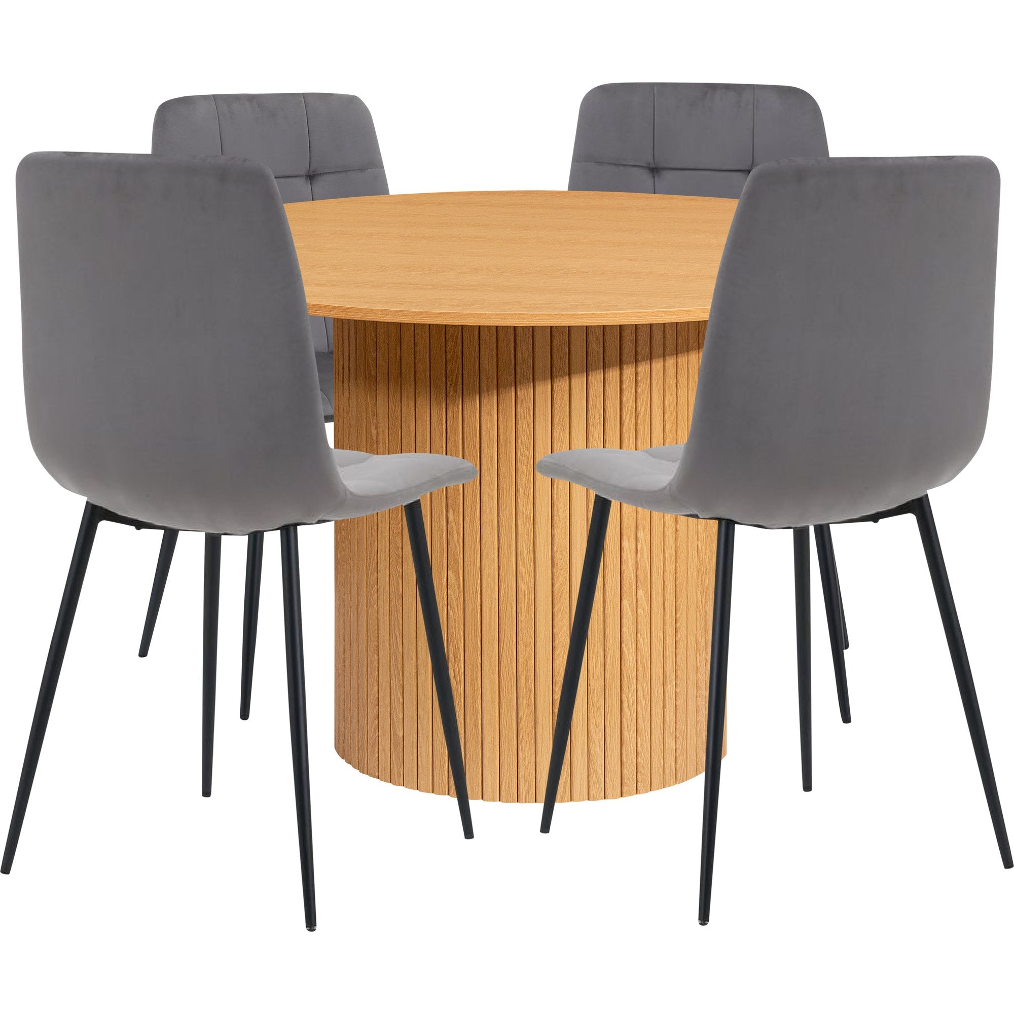 Axel Round Fluted Dining Table with 4 Chairs