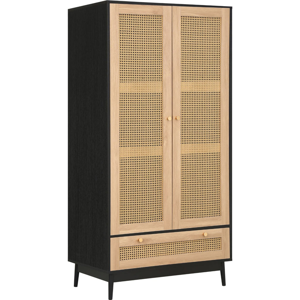 Croxley 2 Door 1 Drawer Rattan Wardrobe