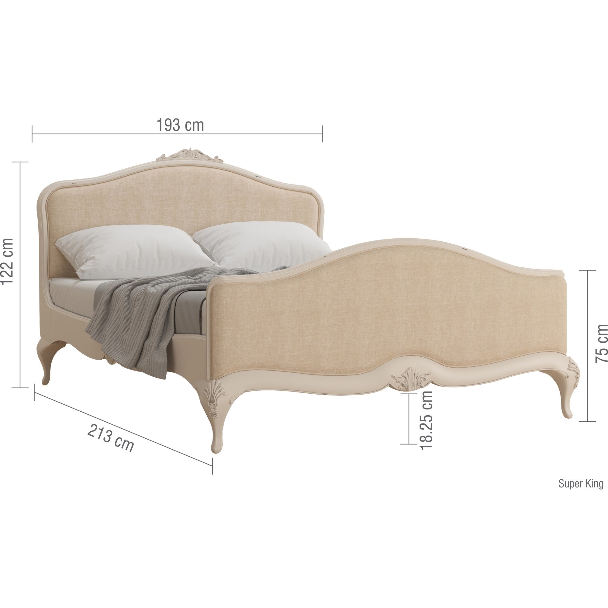 Ivory Upholstered Super King Bed