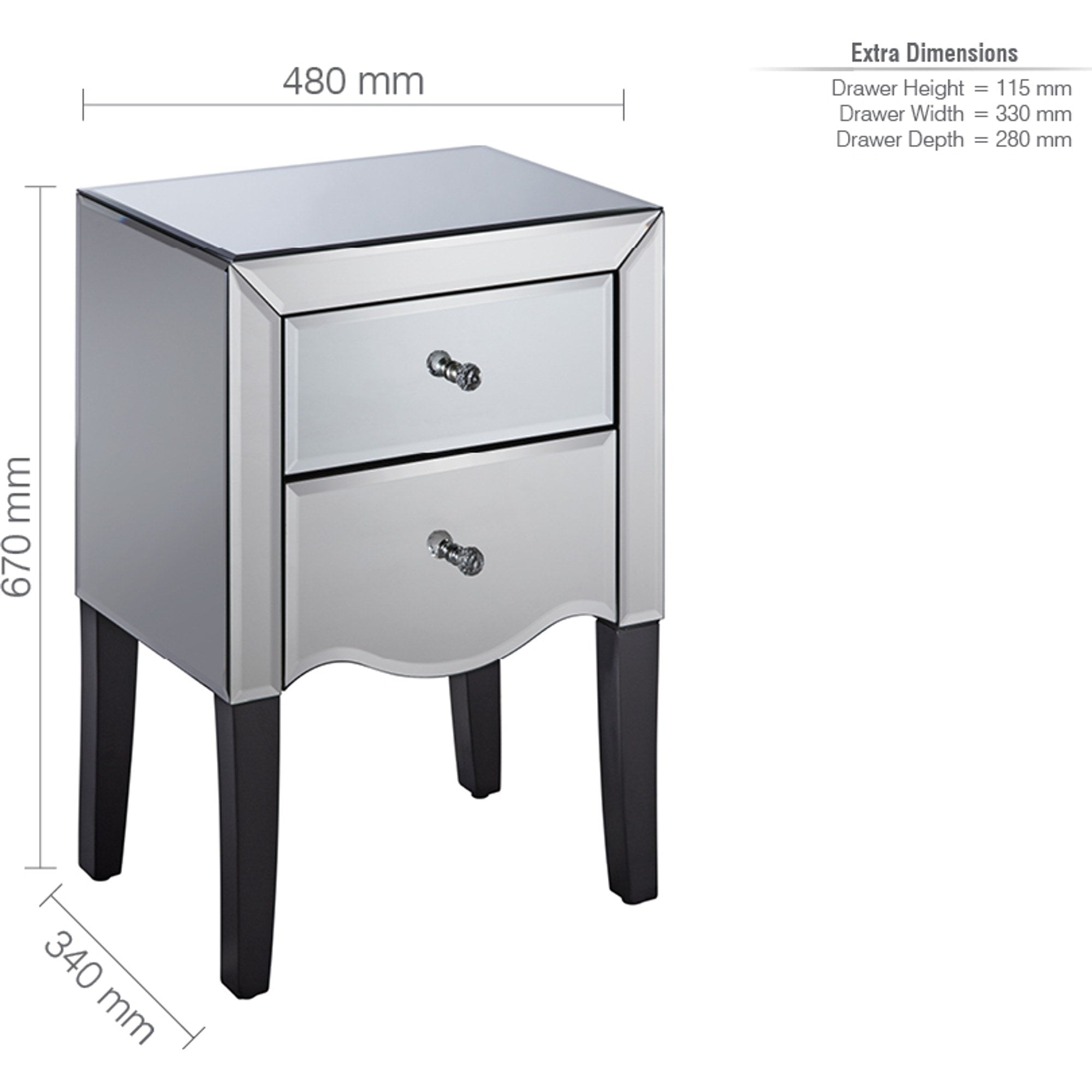 Palermo 2 Drawer Bedside