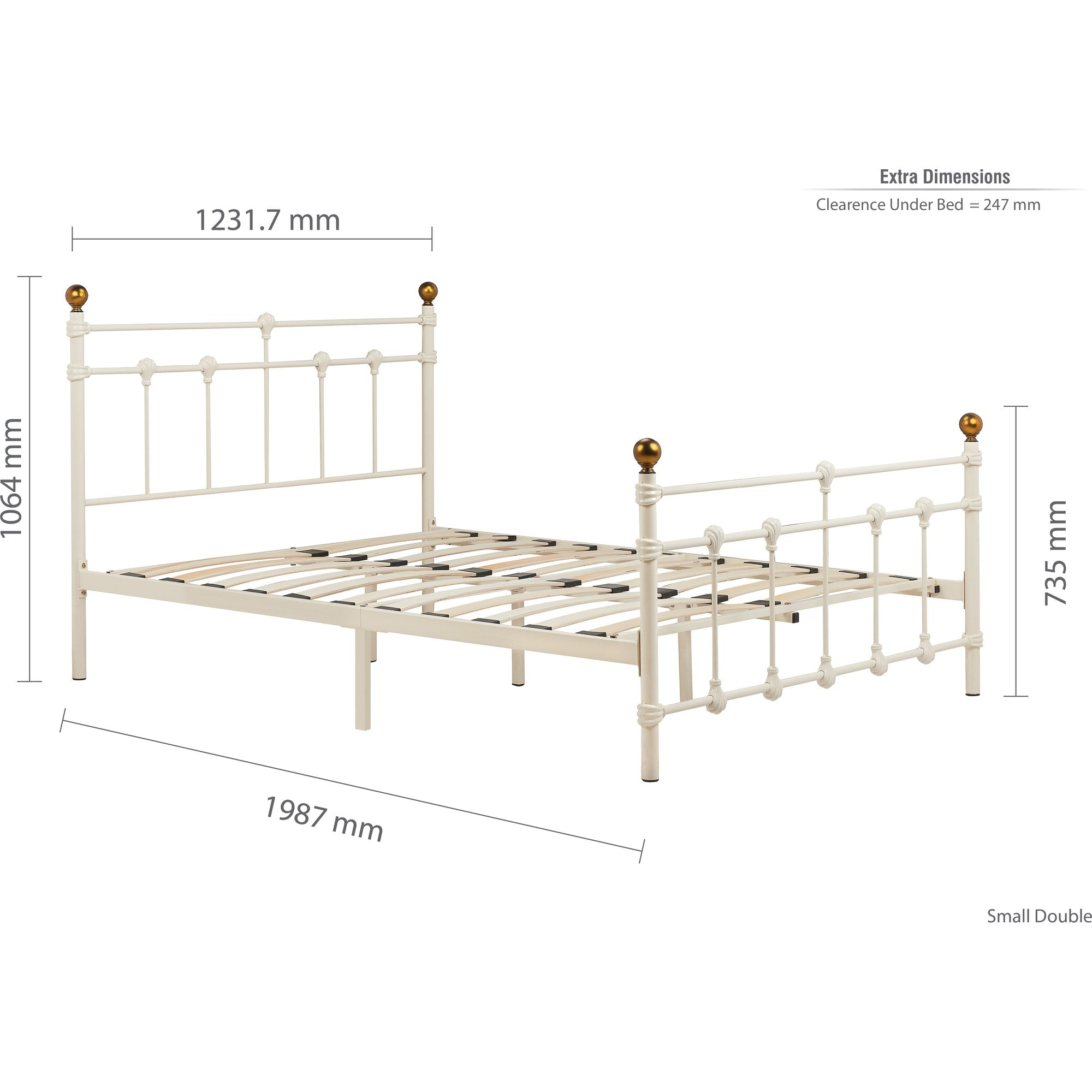 120cm Atlas Bed Cream
