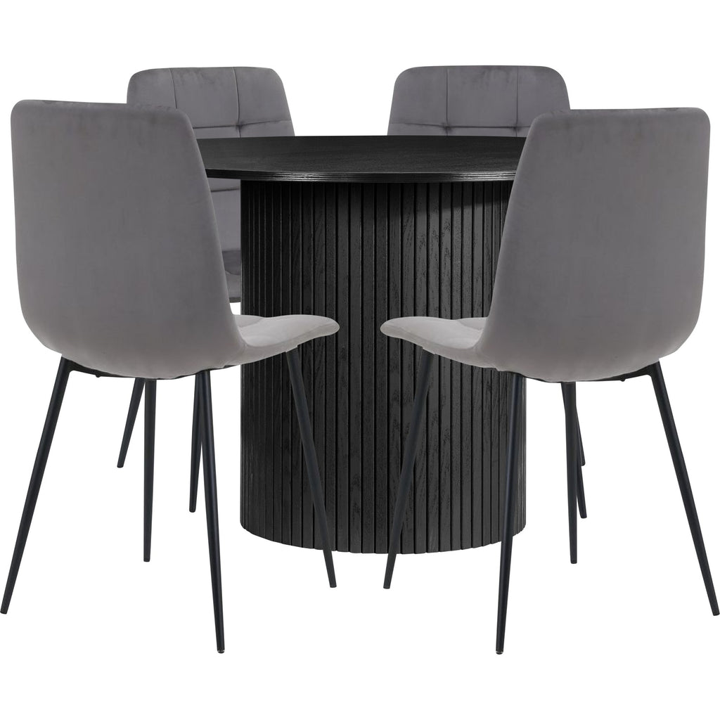 Axel Round Fluted Dining Table with 4 Chairs