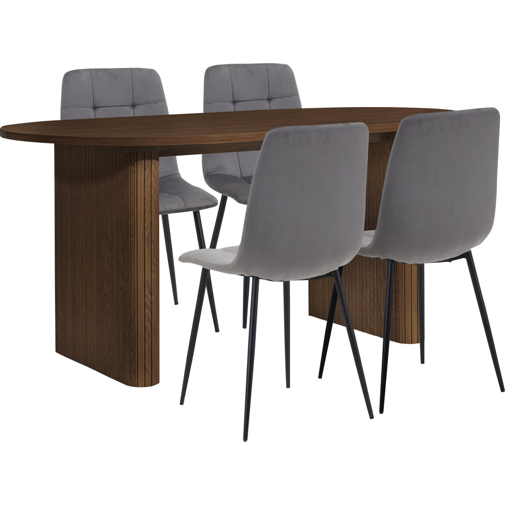 Axel Oval Fluted Dining Table With 4 Chairs
