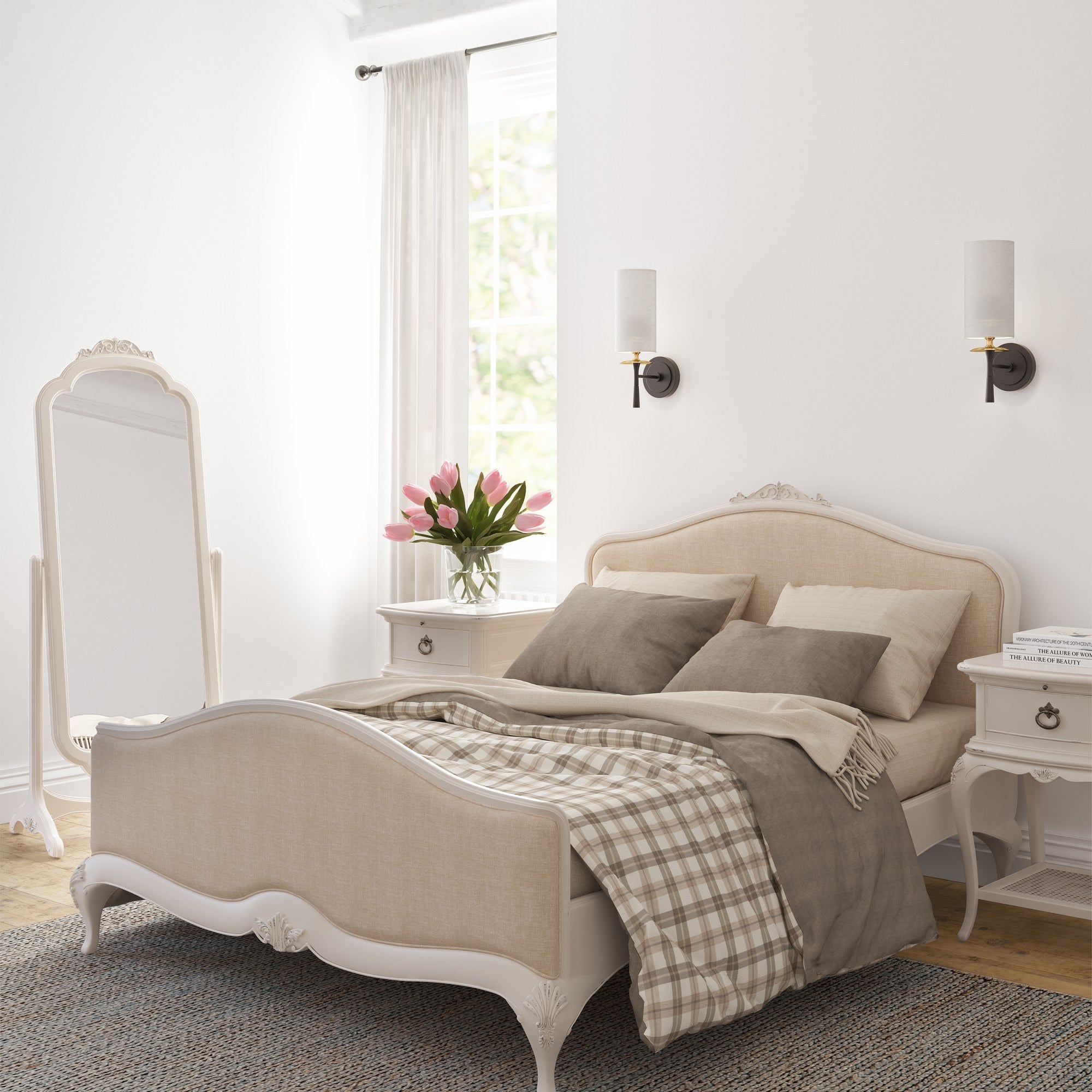 Ivory Upholstered King Bed