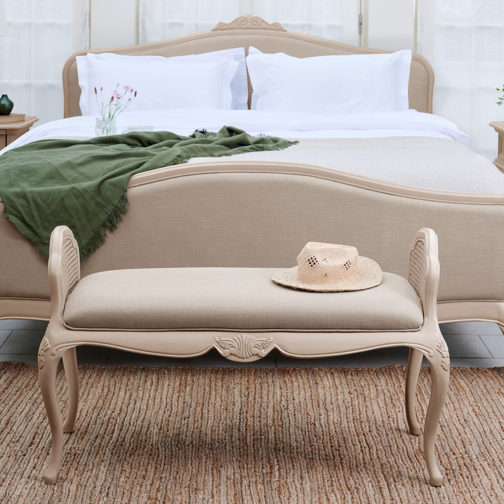 Ivory Upholstered Double Bed