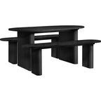 Axel Oval Fluted Dining Table With 2 Benches
