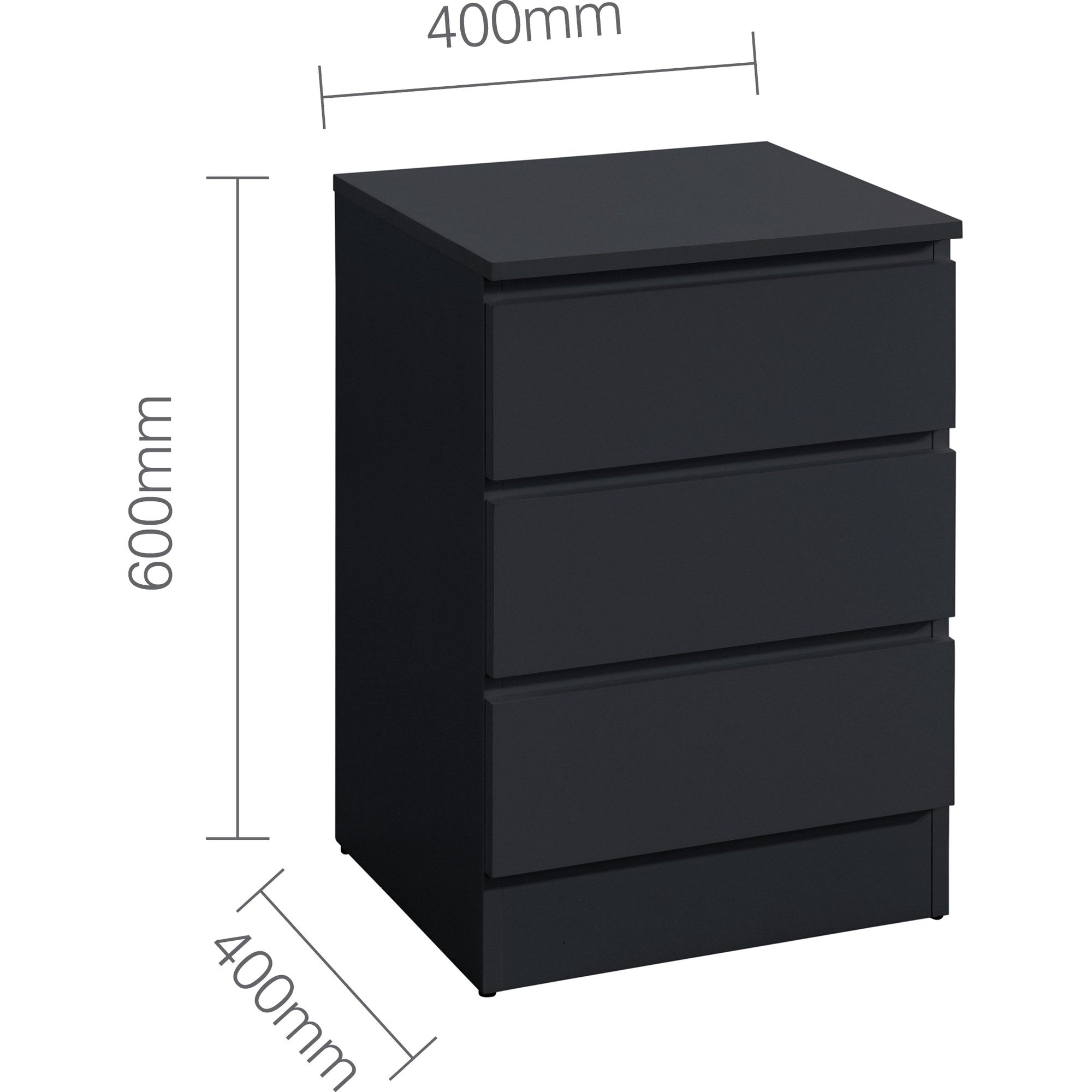 Oslo 3 Drawer Bedside