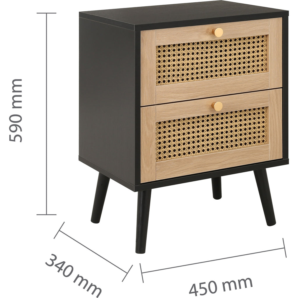 Croxley 2 Drawer Rattan Bedside