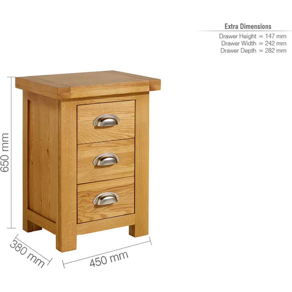 Woburn Large 3 Drawer Bedside