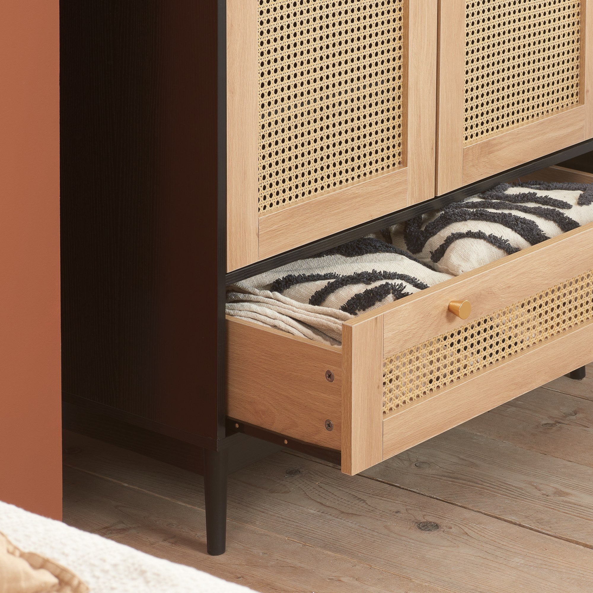 Croxley 2 Door 1 Drawer Rattan Wardrobe