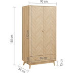 Herringford 2 Door 1 Drawer Wardrobe