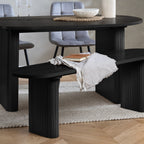 Axel Oval Fluted Dining Table With 2 Chairs And Bench