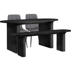 Axel Oval Fluted Dining Table With 2 Chairs And Bench
