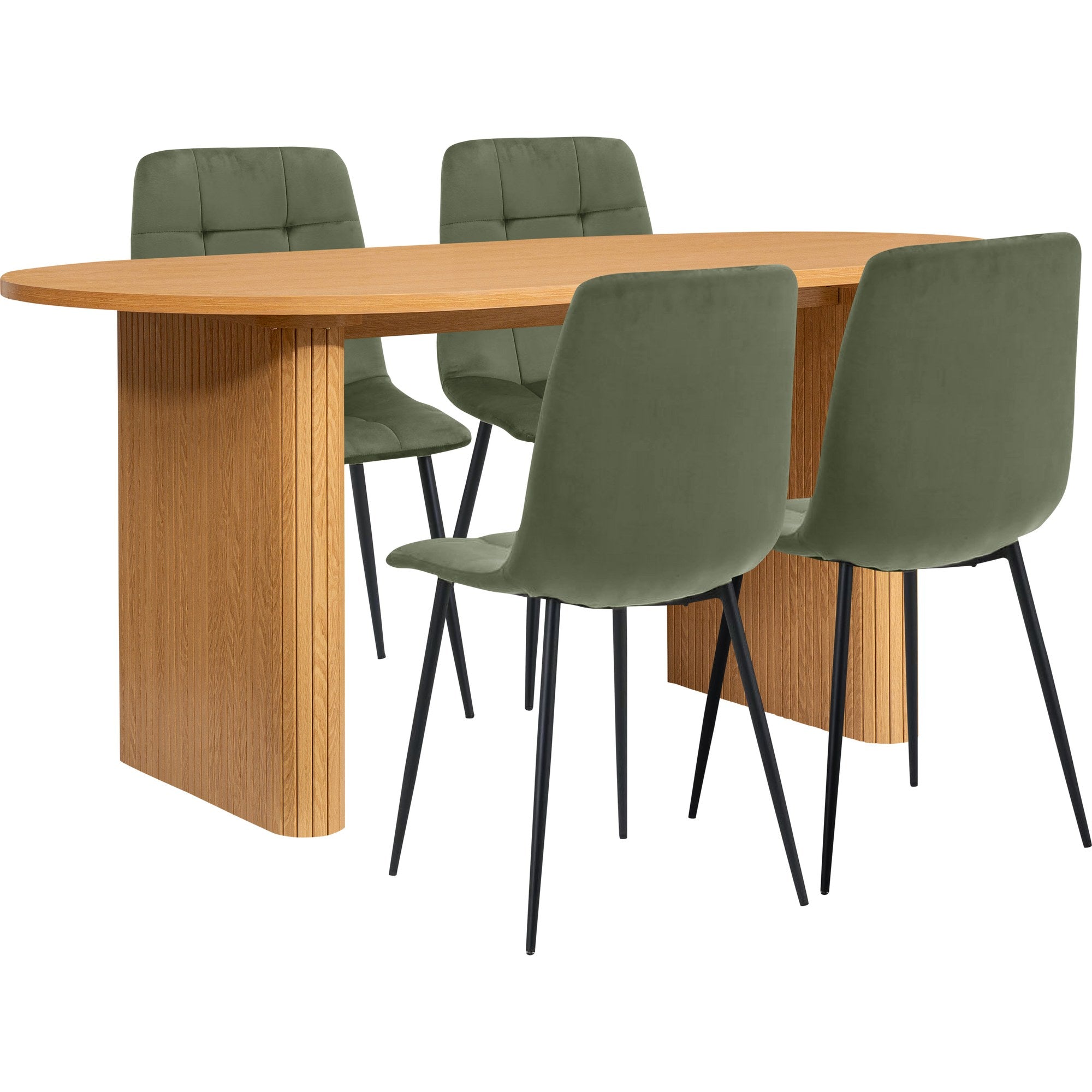 Axel Oval Fluted Dining Table With 4 Chairs
