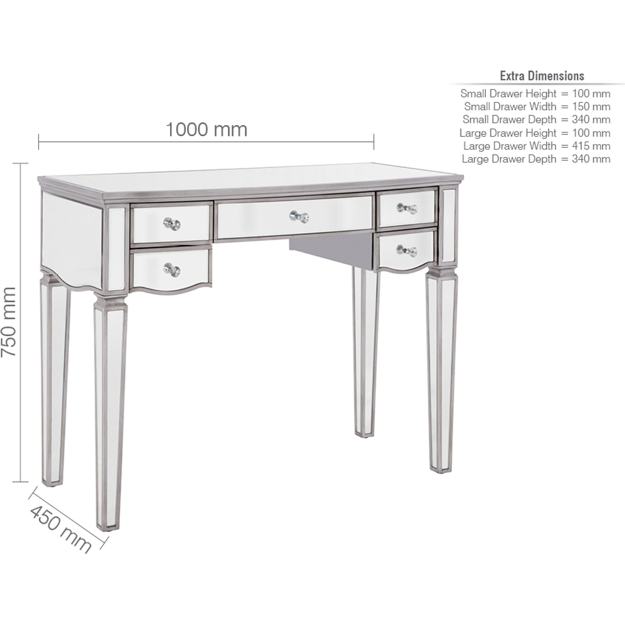 Elysee 5 Drawer Dressing Table