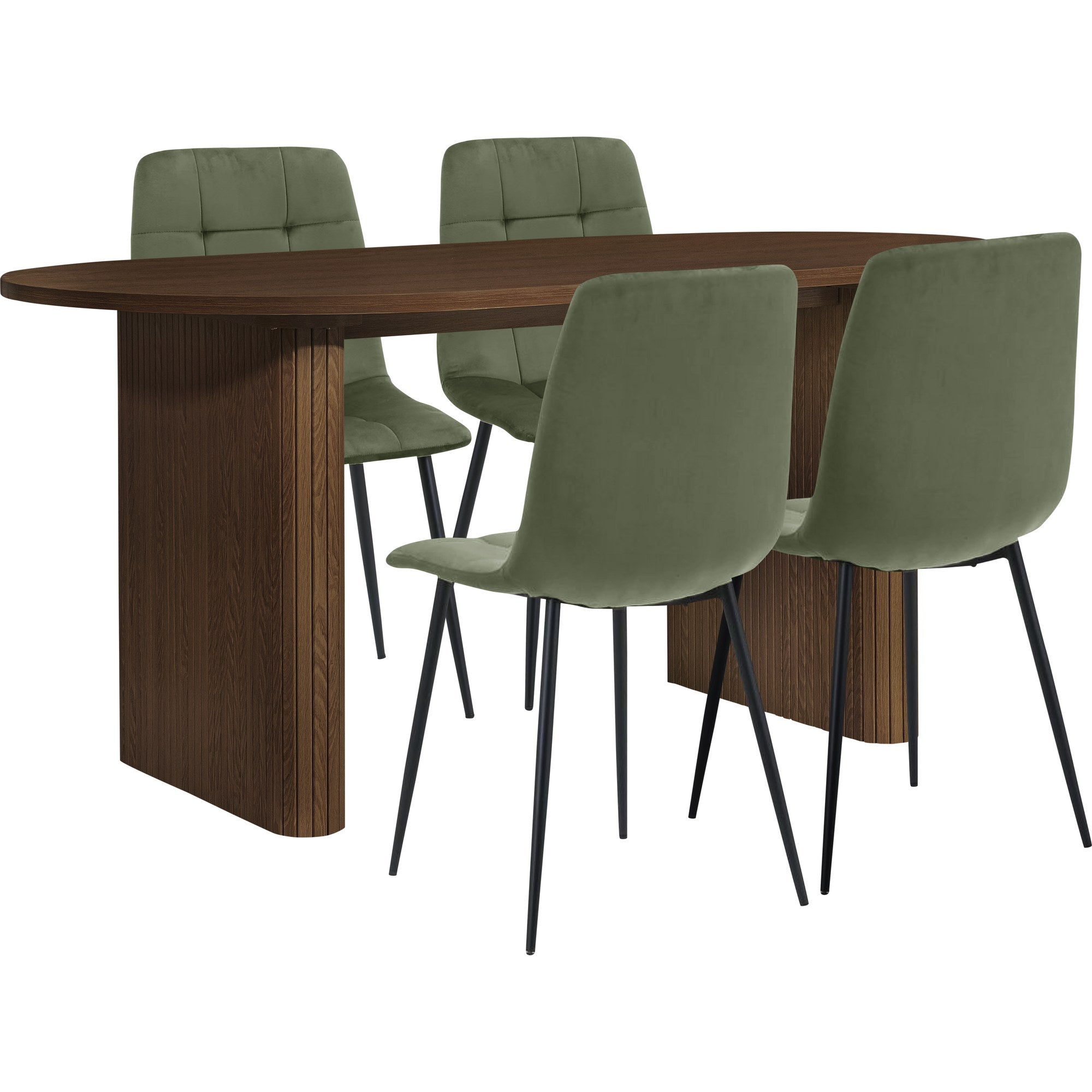 Axel Oval Fluted Dining Table With 4 Chairs