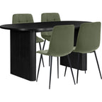 Axel Oval Fluted Dining Table With 4 Chairs