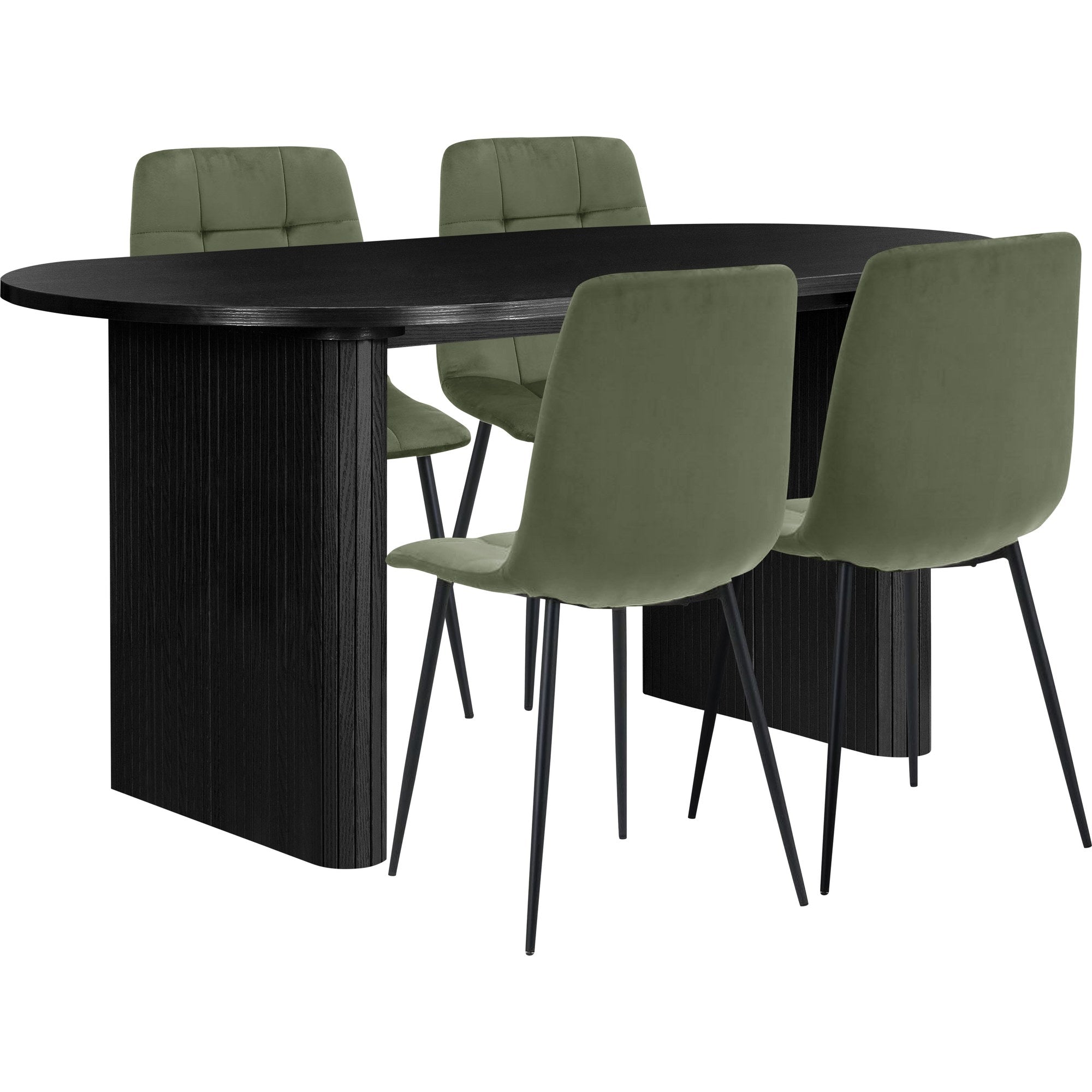 Axel Oval Fluted Dining Table With 4 Chairs