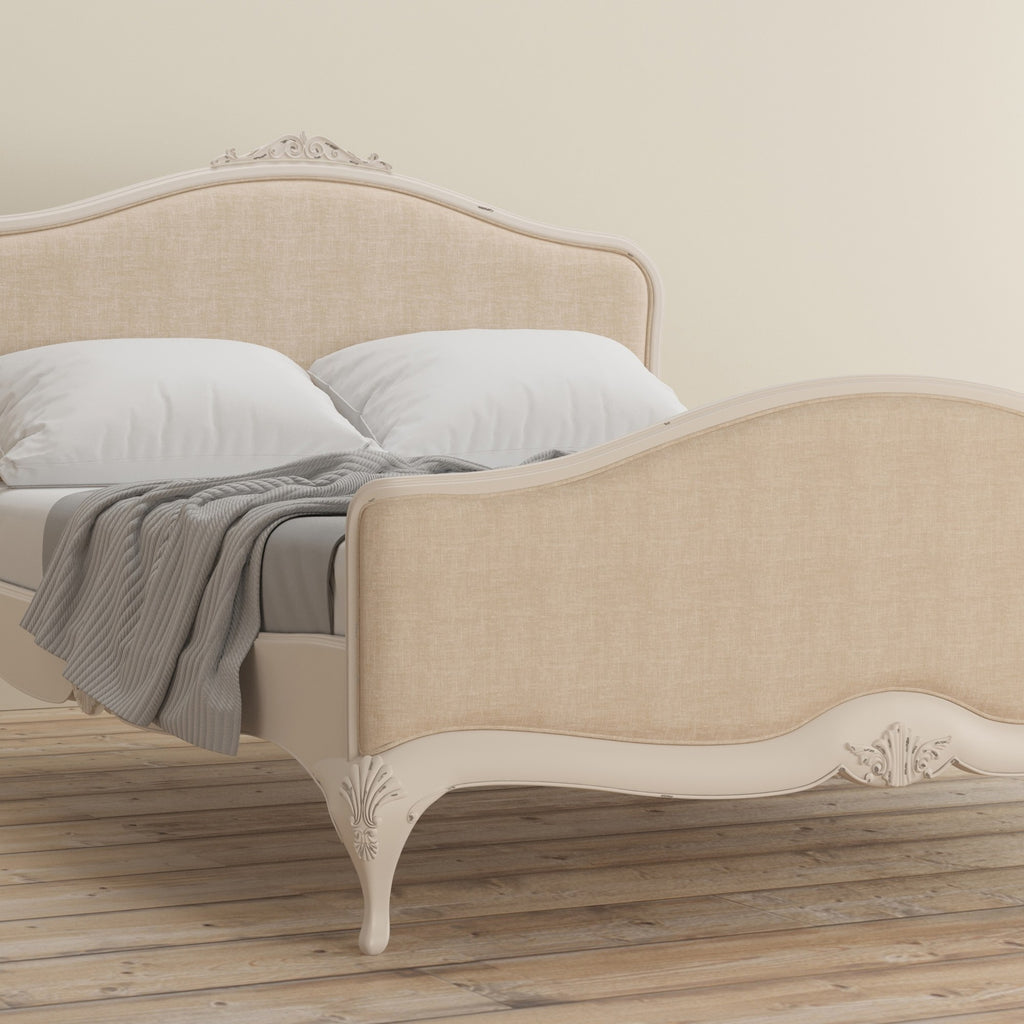 Ivory Upholstered Double Bed