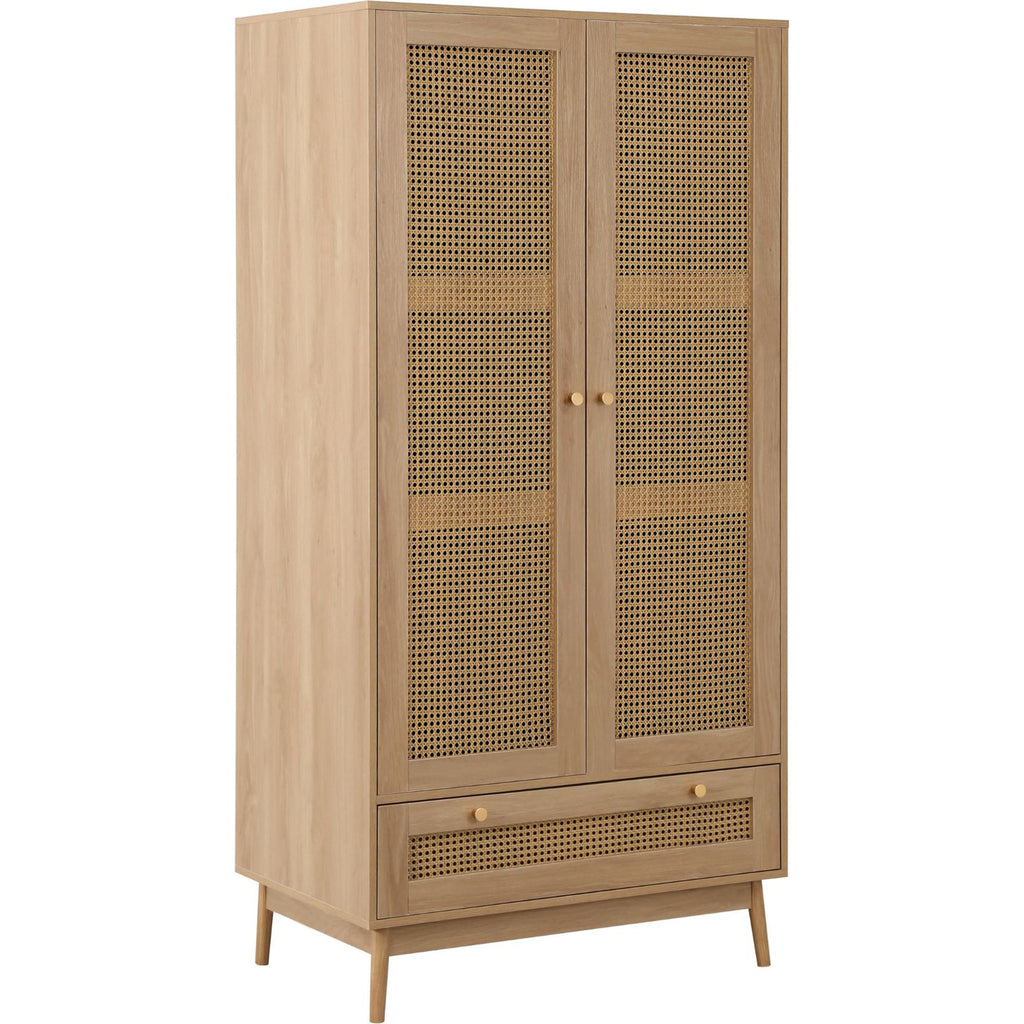 Croxley 2 Door 1 Drawer Rattan Wardrobe