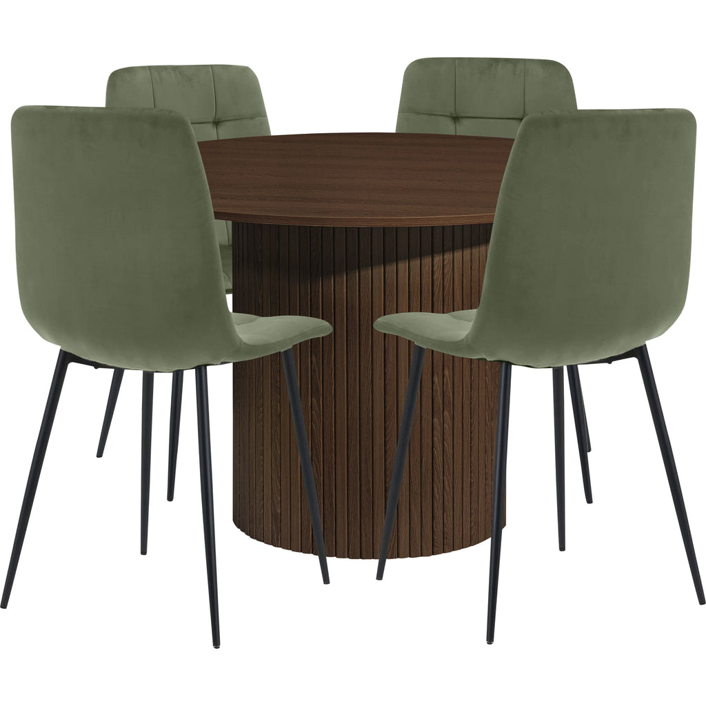 Axel Round Fluted Dining Table with 4 Chairs