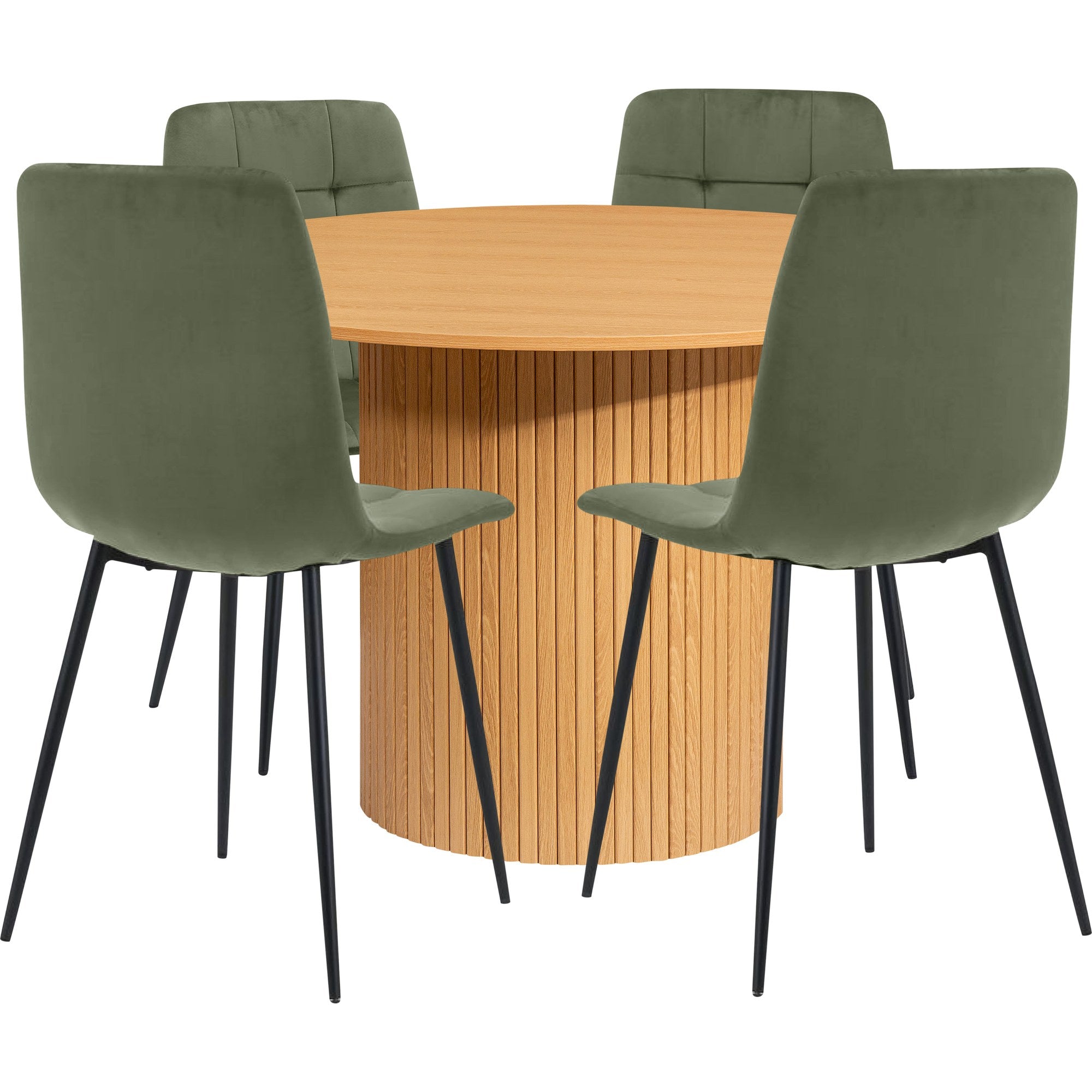 Axel Round Fluted Dining Table with 4 Chairs